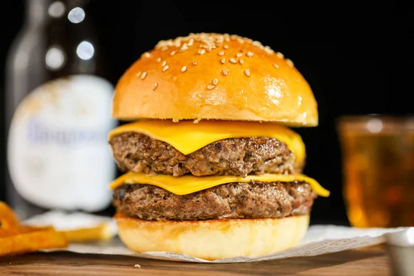 Hamburgerler Hakkında Iyi Makale Başlıkları Var — Stok fotoğraf
