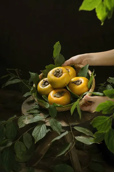 Image Japanese Persimmon Vietnam Peach Quality Photo — Stock Photo, Image