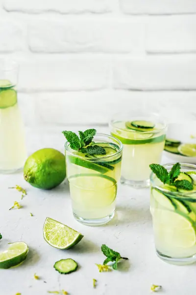 Beneficial Drinks Summer Beautiful Images Detox Drinks Images Kumquat Cucumber — Stock Photo, Image