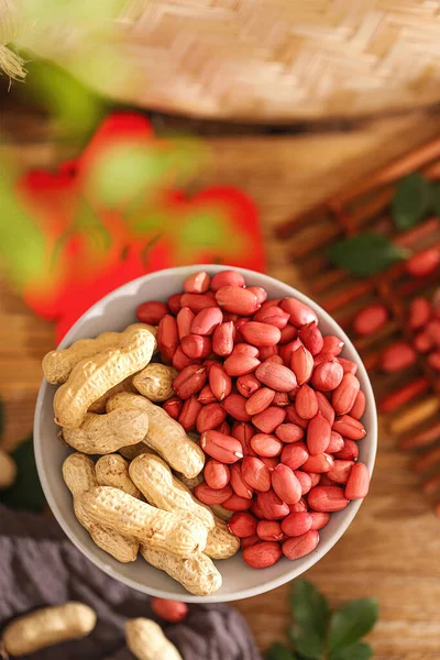 Images Cacahuètes Cacahuètes Rouges Cacahuètes Pour Alimentation Nourriture Végétarienne Photos — Photo