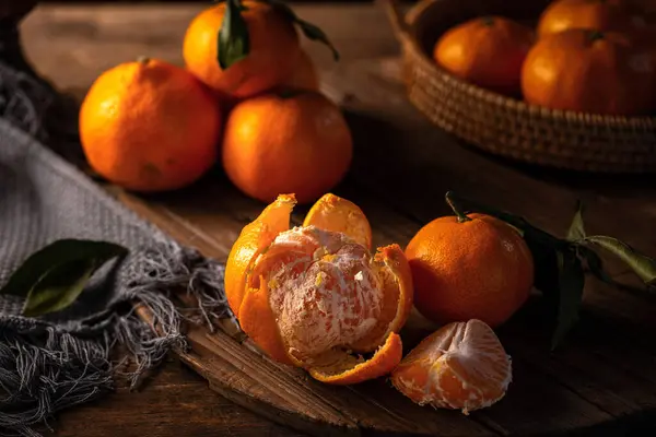 Vackra Bilder Tangeriner Tangeriner Fotograferade Klassisk Stil Bilder Hög Kvalitet — Stockfoto
