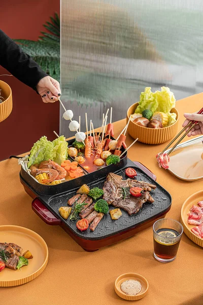 Images Cuisine Maison Préparation Dîner Nourriture Asiatique Sur Table — Photo