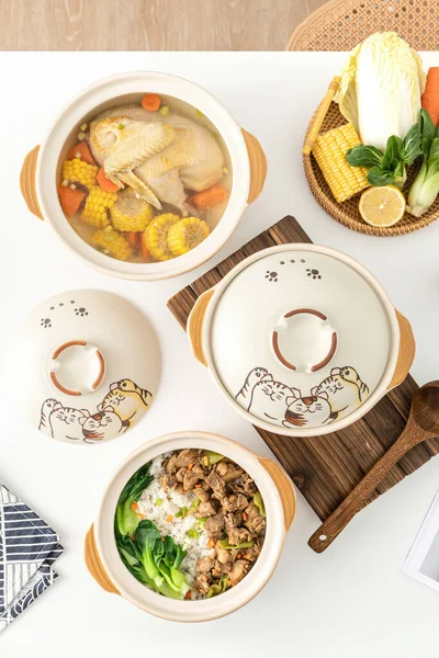 Imagens Cozinhar Casa Preparar Jantar Comida Asiática Mesa — Fotografia de Stock