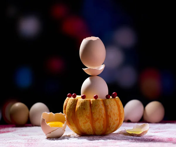 可爱的蛋 滑稽的蛋 在工作室拍摄 高质量的图像 — 图库照片