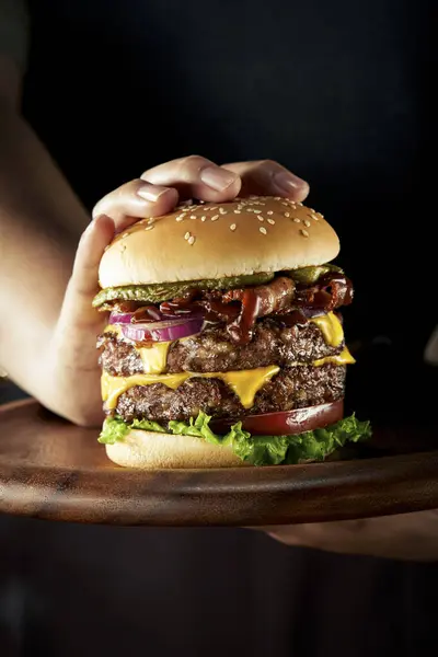 Nye Bilder Hamburgere Vakre Deilige Hamburgere Som Menyer Restauranter – stockfoto