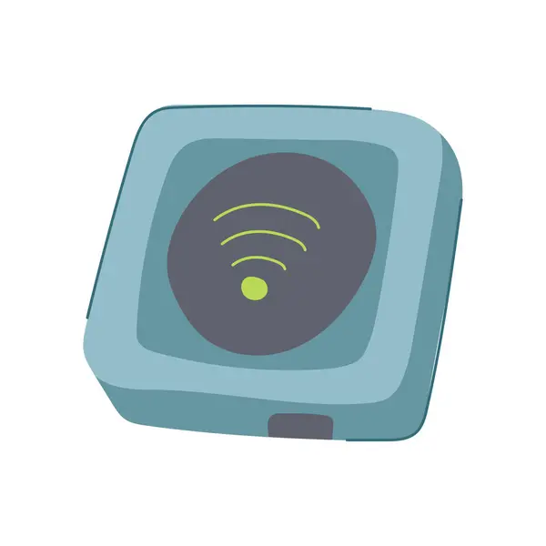 Desene Animate Compacte Router Călătorie Conectivitate Wireless Dispozitiv Hotspot Semn — Vector de stoc