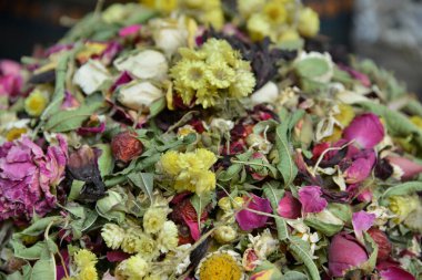 Geleneksel Türk bitki çayı için çeşitli kurutulmuş bitkiler