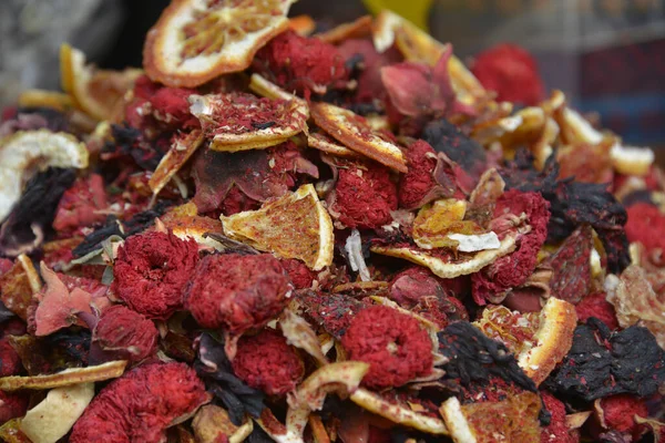 Různé Sušené Rostliny Pro Tradiční Turecký Bylinkový Čaj — Stock fotografie