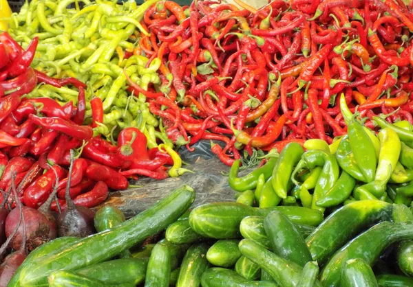Varios Tipos Verduras Que Venden Mercado Callejero — Foto de Stock
