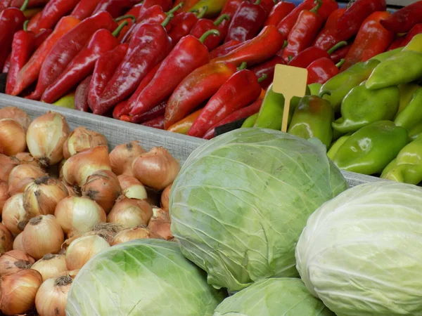 Various Types Vegetables Sold Street Market — Stock Photo, Image