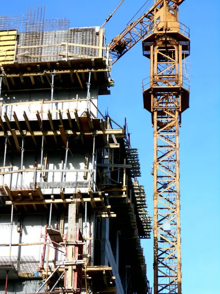 Details New Building Construction Scaffolding Cranes — Stock Photo, Image