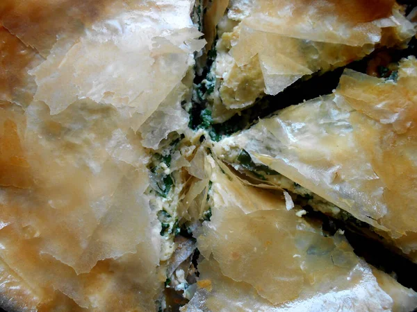 Plăcintă Brânză Verde Legume Frunze Chard Sau Spanac — Fotografie, imagine de stoc