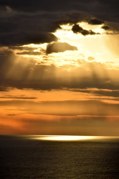 Sunset Open Sea Cloudy Sky — Stock Photo, Image
