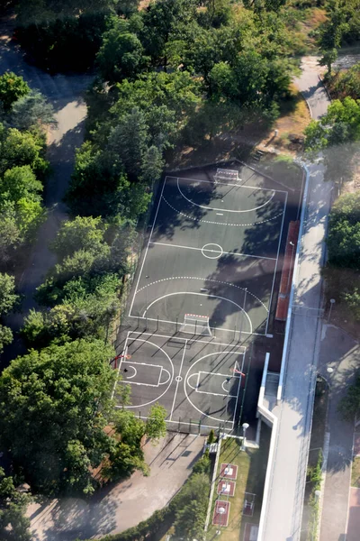 Суды Мини Футбола Баскетбола Вид Высокой Башни — стоковое фото