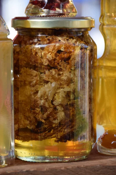 Honeycomb Jars Full Honey — Stock Photo, Image