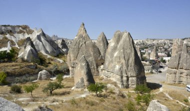 Kapadokya Türkiye 'de volkanik kayalar