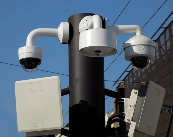 Security cameras for traffic control on the city street in downtown