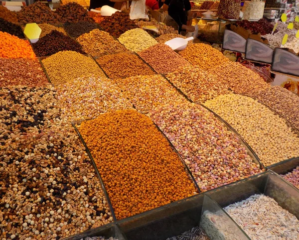Různé Ořechy Istanbulském Bazaru — Stock fotografie