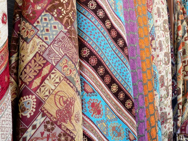 Colorful silk, cashmere or cotton scarves and kerchiefs on the Istanbul bazaar