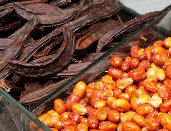 Dried Dates Carobs Market Stand Street Market Istanbul — Stock Photo, Image