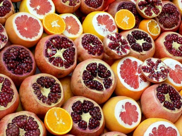 Granaty Pomarańcze Witaminy Grejpfrutów — Zdjęcie stockowe