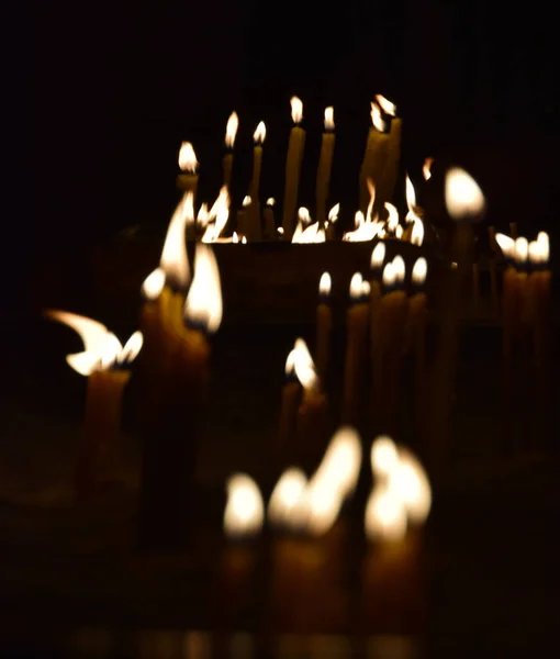 Burning Candles Candle Stand Church — Stock Photo, Image