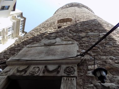 Galata Kulesi, İstanbul, Türkiye - 28 Nisan 2019: Galata Kulesi 'nin tepesinden görüş