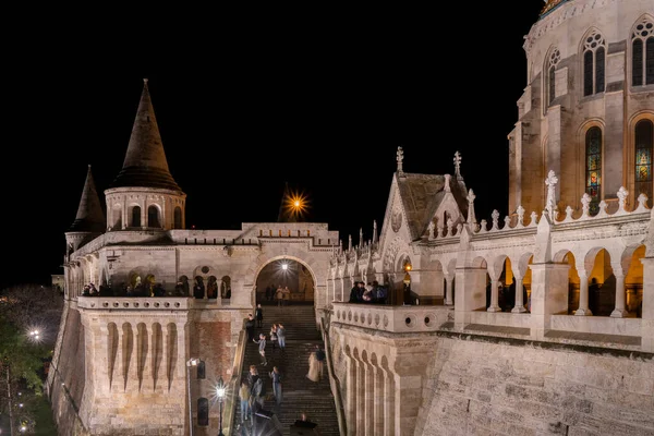 Stock image Budapest, Hungary - November 26th, 2022: Fisherman's bastion, the Buda Hill, Budapest, Hungary, at night.