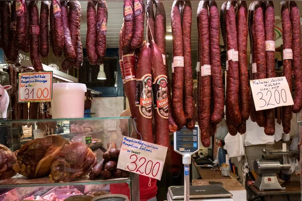 Budapest Hungary November 28Th 2022 Meat Sausage Store Central Market — Stock Photo, Image