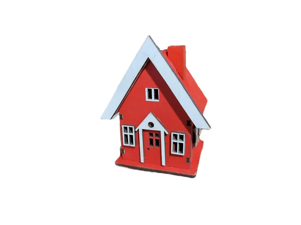 Miniatuurhuis Geïsoleerd Wit Concept Van Het Verkopen Van Een Huis — Stockfoto