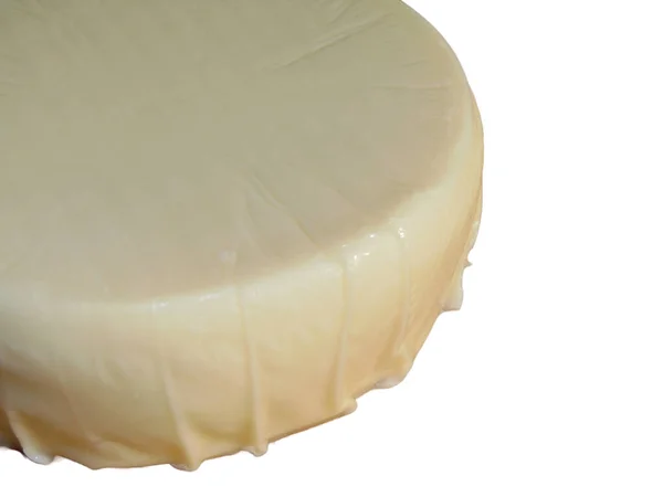 Кусок Сыра Изолированы Белом Фоне — стоковое фото