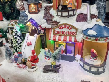 Minyatür Noel sahnesi. Noel süslemeleri