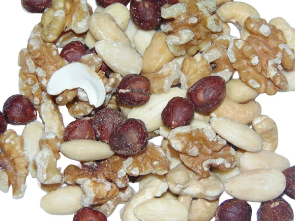 Ořechy Lískové Oříšky Kešu Vybledlé Mandle — Stock fotografie