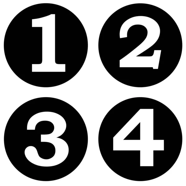 Čísla 1234 Černých Kruzích — Stock fotografie