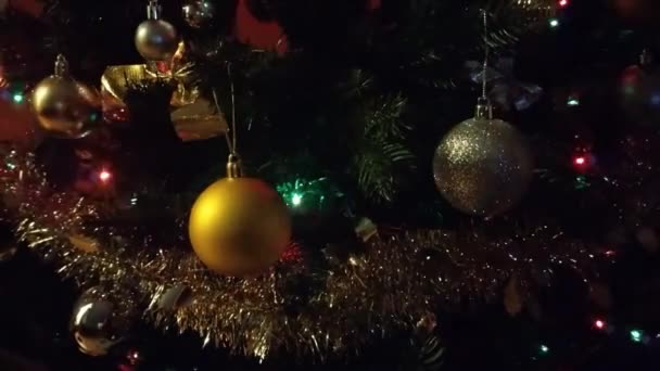 Barevná Světla Vánočním Stromečku Video Vánoční Stromeček — Stock video