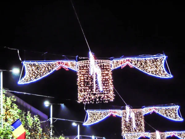 Χριστουγεννιάτικα Φώτα Στην Πόλη Baia Mare Ρουμανία Χριστουγεννιάτικα Στολίδια — Φωτογραφία Αρχείου