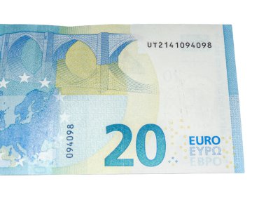 20 euro banknote isolated on white background