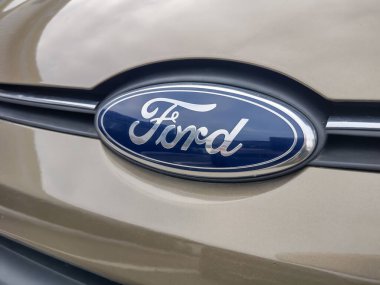 Baia Mare, Romania - January 26 2023: Ford logo on a Ford car