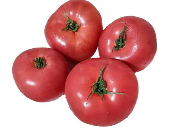 Cztery Pomidory Wyizolowane Białym Tle — Zdjęcie stockowe
