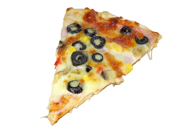 Tranche Pizza Avec Jambon Fromage Champignons Poivrons Olives Maïs Photos De Stock Libres De Droits