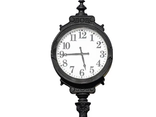 Годинник Вулиці Ізольовані Білому Тлі — стокове фото