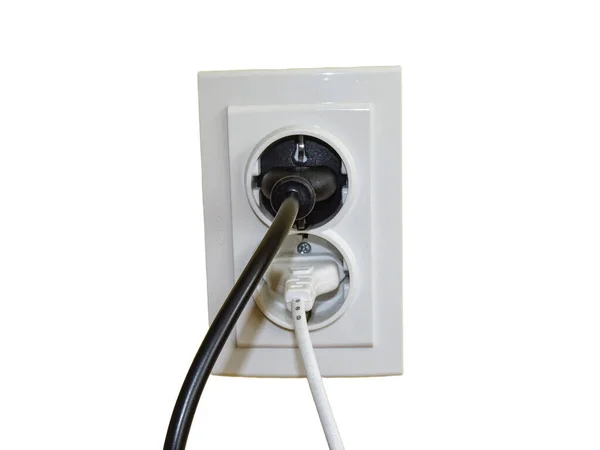 Black Plug White Plug Socket — Stock Photo, Image