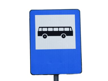 Beyaz arka plan üzerinde izole otobüs dur işareti