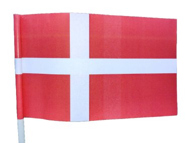 Danimarka bayrağı beyazın üzerinde izole edildi