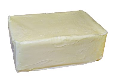 Beyaz üzerine izole edilmiş organik inek sütü yağı.