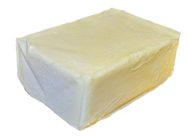 Beyaz üzerine izole edilmiş organik inek sütü yağı.