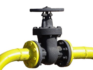 Gaz borusu beyaz arkaplanda izole edildi - enerji kavramı