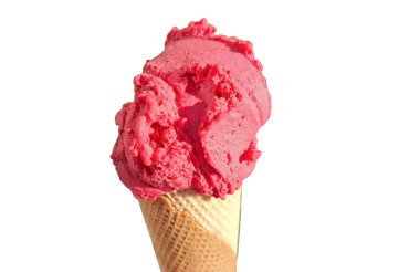 Ahududu dondurma üzerine beyaz izole