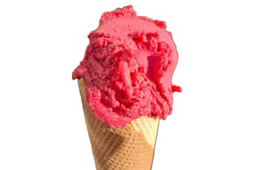 Ahududu dondurma üzerine beyaz izole