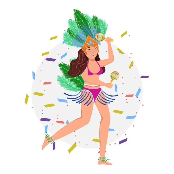 Illustration Einer Sambatänzerin Bikini Brasilianischer Karneval Charaktergestaltung — Stockvektor